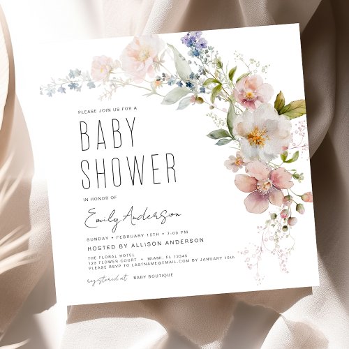 Wildflower Floral or wildflower baby shower invitation