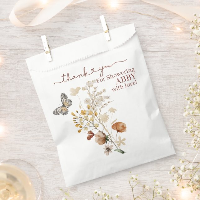 Boho Wildflower baby shower  Favor Bag (Clipped)