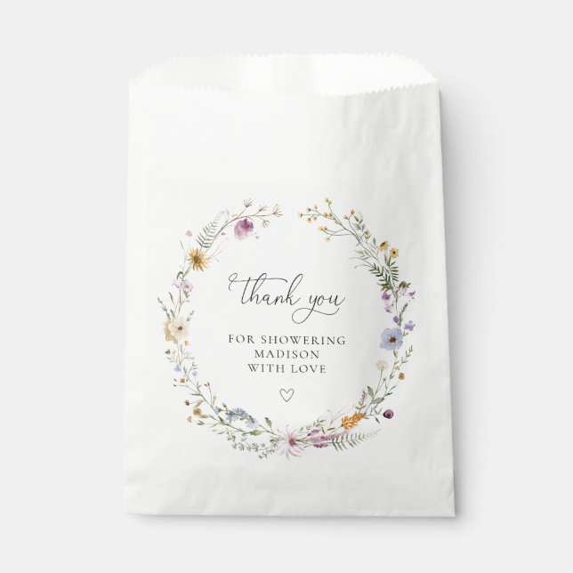 Boho Wildflower Baby Shower Favor Bag (Front)