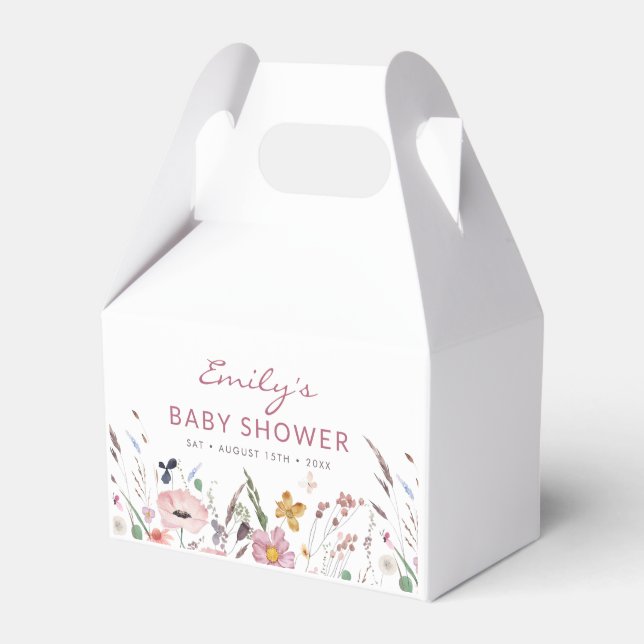 Boho Wildflower Baby Shower Favor Boxes (Front Side)