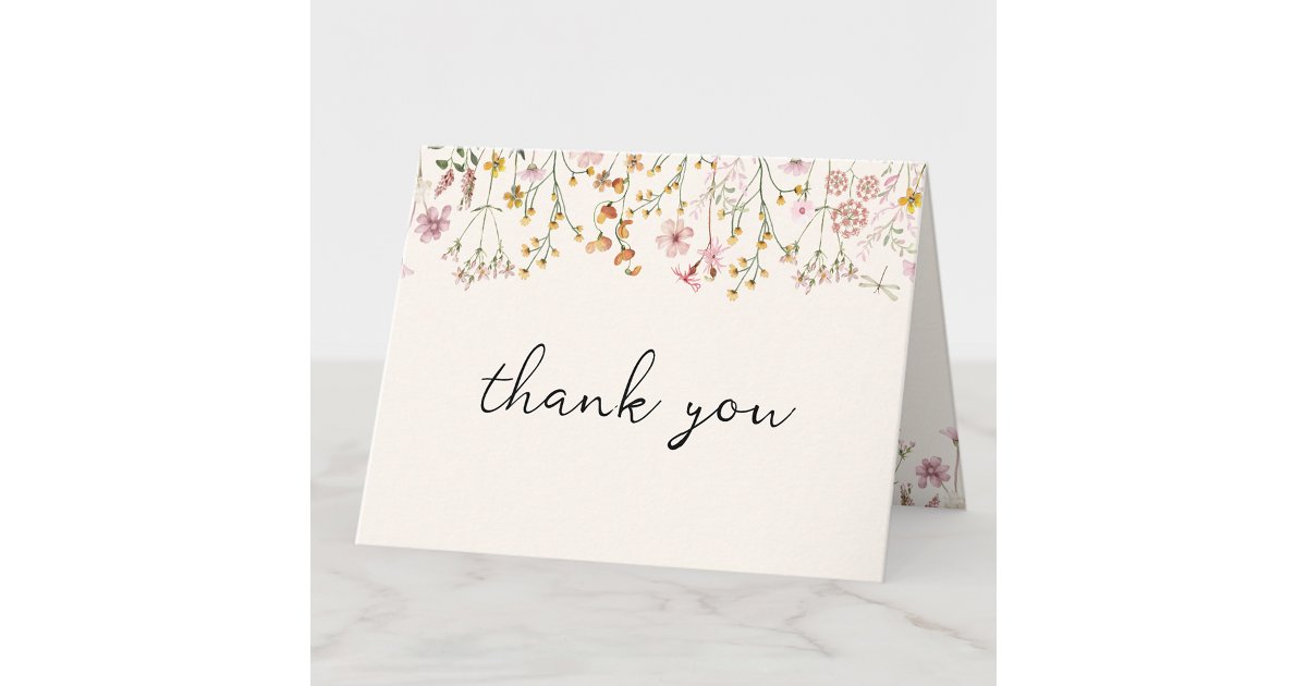 Boho Wildflower Baby Shower Folded Thank You Card | Zazzle