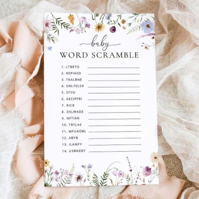 Boho Wildflower Baby Shower Game Word Scramble (Creator Uploaded)