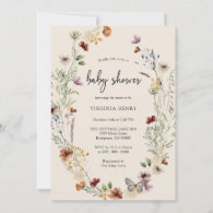 Boho Wildflower Baby Shower Invitation