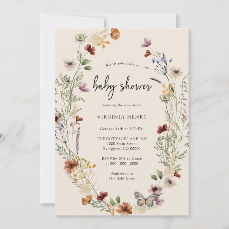 Boho Wildflower Baby Shower Invitation | Zazzle