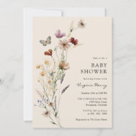 Boho Wildflower Baby Shower Invitation