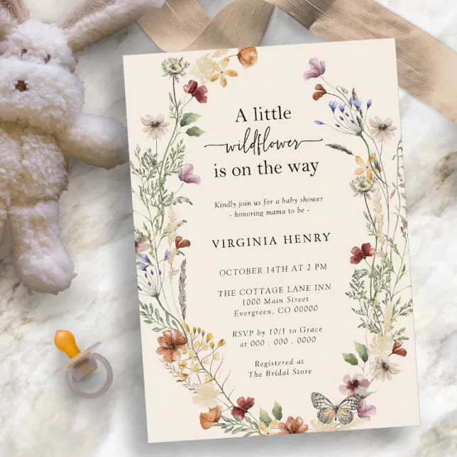 Boho Wildflower Baby Shower Invitation | Zazzle