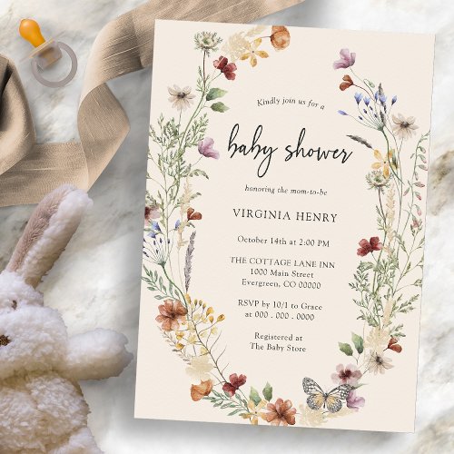 Boho Wildflower Baby Shower Invitation