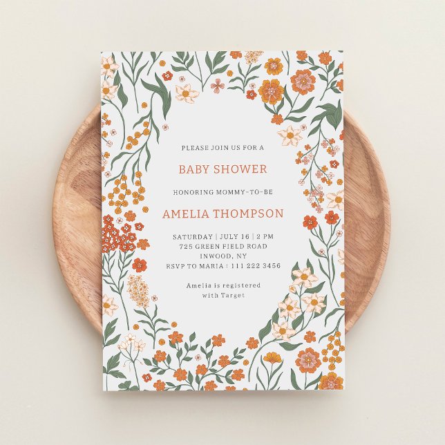 Boho Wildflower Baby Shower Invitation (Creator Uploaded)