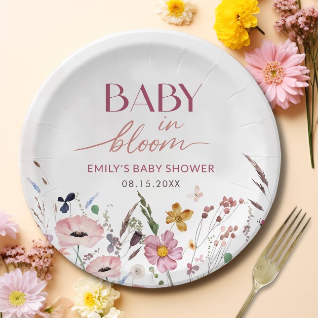 Boho Wildflower Baby Shower Paper Plates (Creator Uploaded)