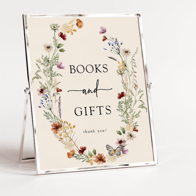Boho Wildflower Baby Shower Poster (Books and Gifts Boho Wildflower Baby Shower Poster
)