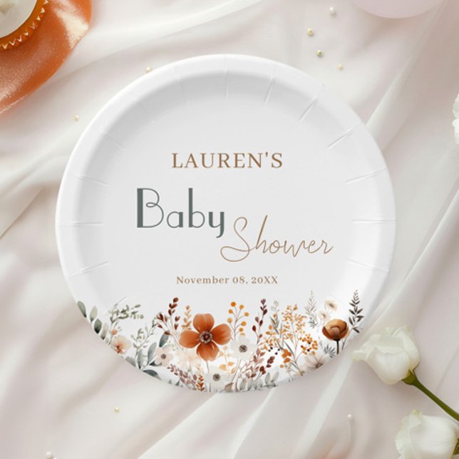 Boho Wildflower Baby Shower Table Setting Paper Plates (Creator Uploaded)