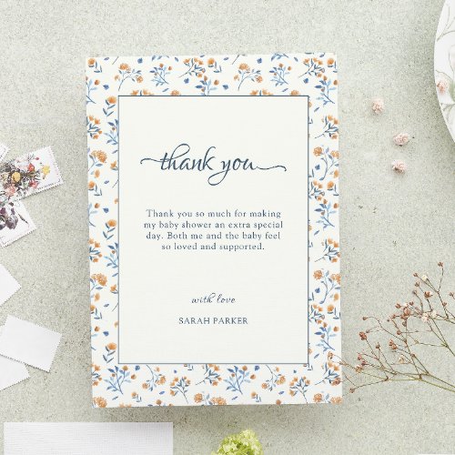 Boho Wildflower Baby Shower Thank You Card