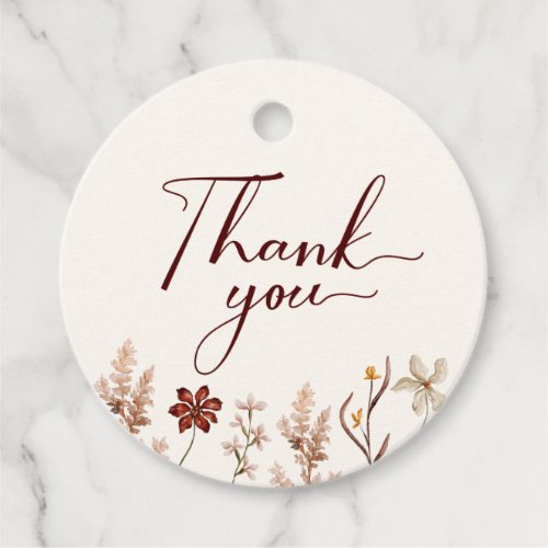 Boho Wildflower Baby Shower Thank You Favor Tags