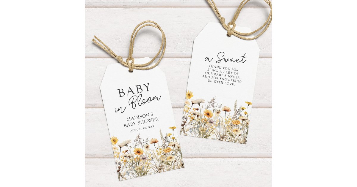 Boho Wildflower Baby Shower Thank You Gift Tags | Zazzle
