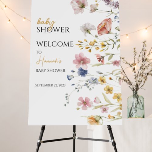 Boho Wildflower Baby Shower Welcome Sign