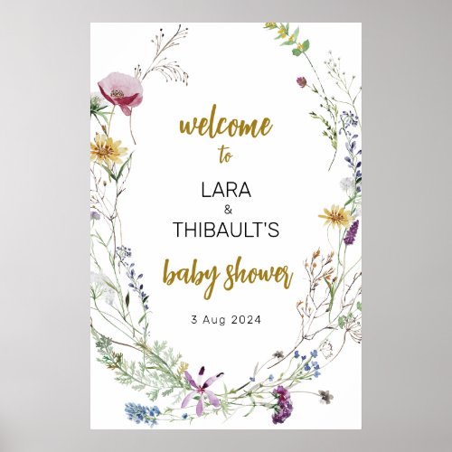 Boho Wildflower Baby Shower Welcome Sign