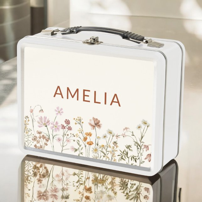 Boho Wildflower Back To School Metal Lunch Box (Creator Uploaded)