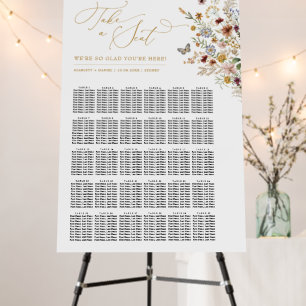 Boho Wildflower Backyard Wedding Seating Chart Foam Board