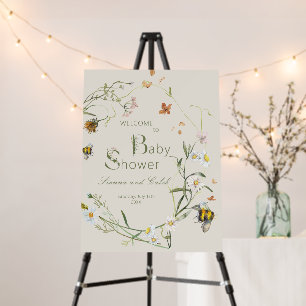 Boho Wildflower Bee Beige Baby Shower Foam Board