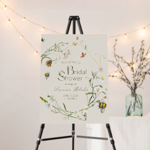 Boho Wildflower Bee Beige Bridal Shower Foam Board