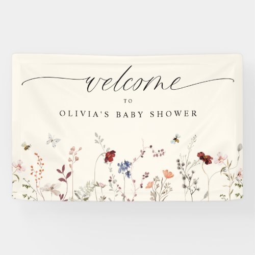 Boho Wildflower Bees Baby Shower Welcome Sign