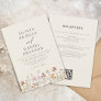 Boho Wildflower Beige All in One QR Code Wedding Invitation