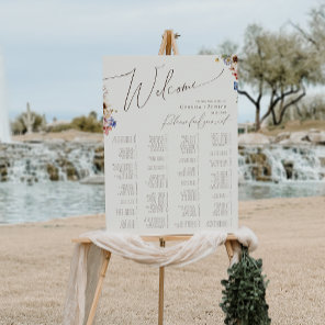 Boho Wildflower | Beige Alphabetical Seating Chart Foam Board