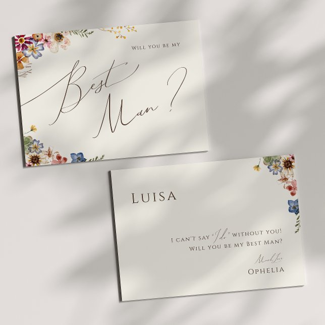 Boho Wildflower | Beige Best Man Proposal Card (Creator Uploaded)