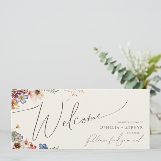 Boho Wildflower Beige Garden Seating Chart Header (Standing Front)