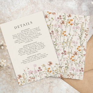 Boho Wildflower Beige Garden Wedding Details Invitation