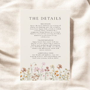 Boho Wildflower Beige Garden Wedding Details Invitation