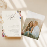 Boho Wildflower Garden Beige Photo Casual Wedding Invitation