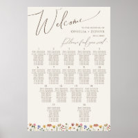 Boho Wildflower | Beige Table Number Seating Chart