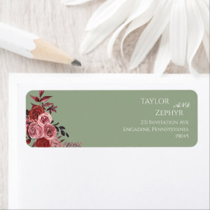 Boho Wildflower Beige Wedding RSVP Return Address Label