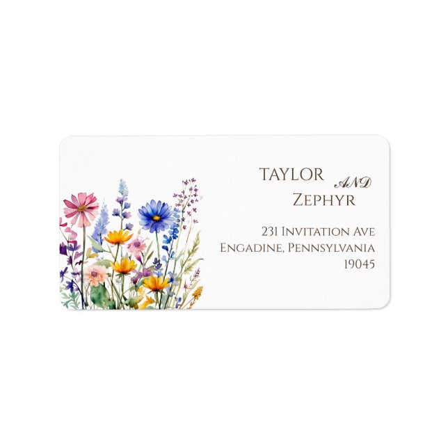 Boho Wildflower Beige Wedding RSVP Return Address  Label (Front)
