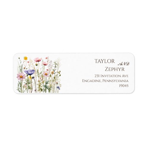 Boho Wildflower Beige Wedding RSVP Return Address  Label