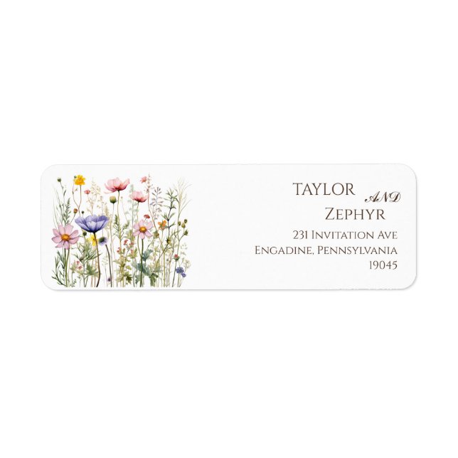 Boho Wildflower Beige Wedding RSVP Return Address  Label (Front)