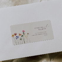 Boho Wildflower Beige Wedding RSVP Return Address Label