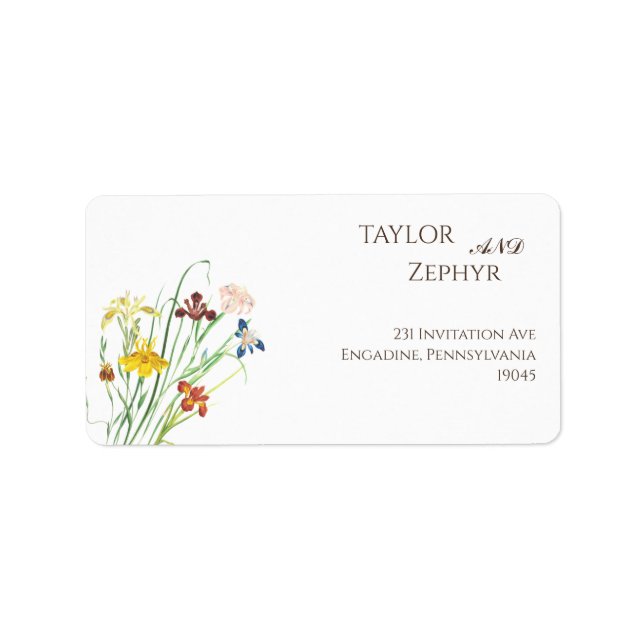 Boho Wildflower Beige Wedding RSVP Return Address  Label (Front)
