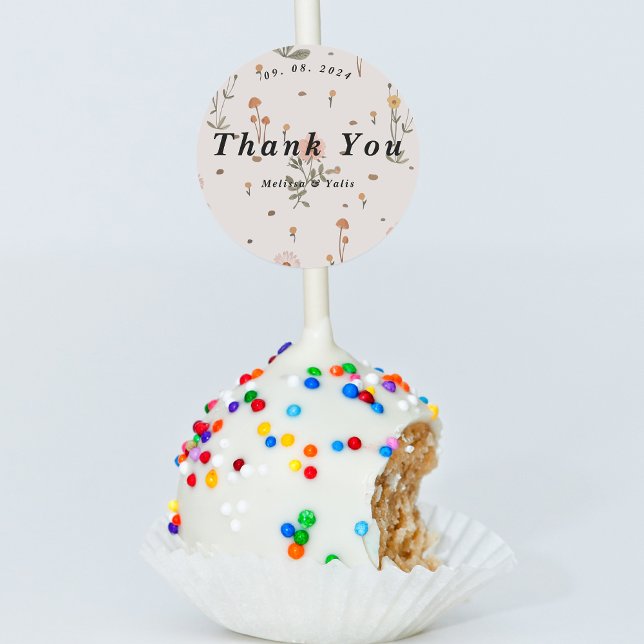 Boho Wildflower beige Wedding thank you  Classic Round Sticker (Creator Uploaded)