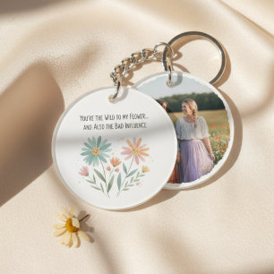 Boho Wildflower Bestie – Funny Best Friend Gift Keychain