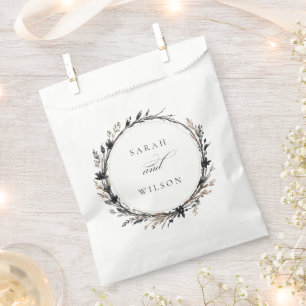 Boho Wildflower Black Brown Fall Wreath Wedding Favor Bag