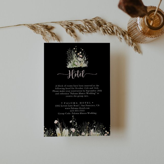 Boho Wildflower Black Hotel Enclosure Card (Creator Uploaded)