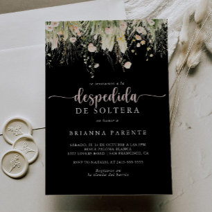 Boho Wildflower Black Spanish Bridal Shower  Invitation