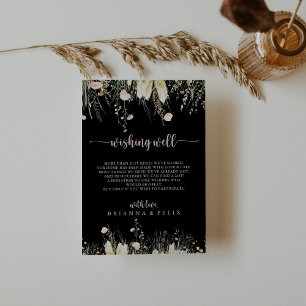 Boho Wildflower Black Wedding Wishing Well  Enclosure Card