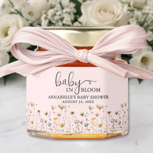Boho Wildflower Blush Pink Baby Shower Honey Jar Favors
