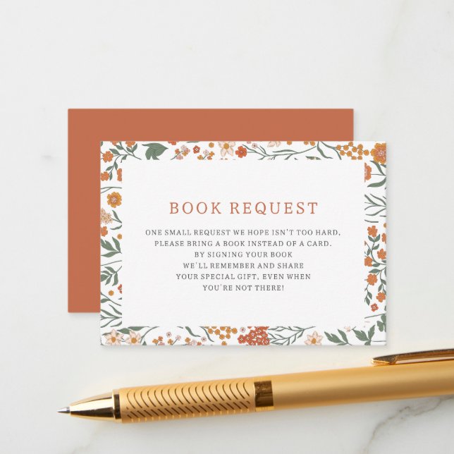 Boho Wildflower Book Request Enclosure Card (Front/Back In Situ)
