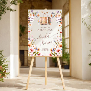 Boho Wildflower Book Theme Bridal Shower Sign 