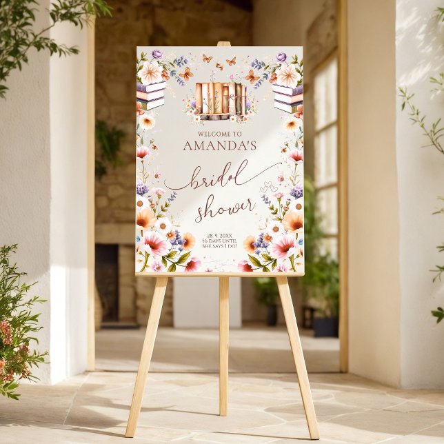 Boho Wildflower Book Theme Bridal Shower Sign  (Creator Uploaded)