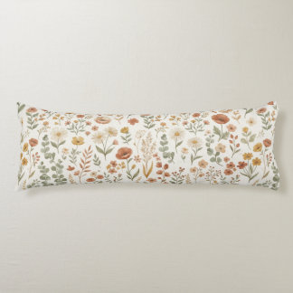 Boho Wildflower Botanical Floral Cottagecore Body Pillow